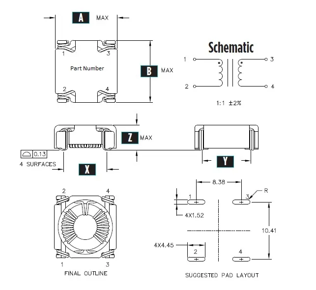Oberflächenmontierte Common Mode Choke Inductor