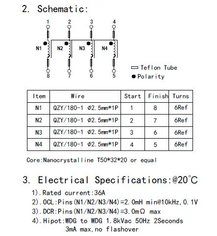 angepasster 4 Phase 2mh 36A Common Mode Choke Induktor