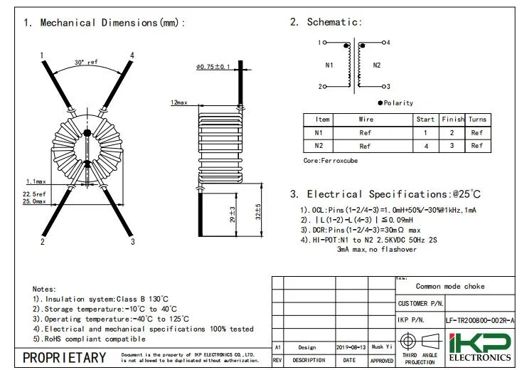EMI-Induktor für den allgemeinen Modus für den Ventilator-Motorkreislauf