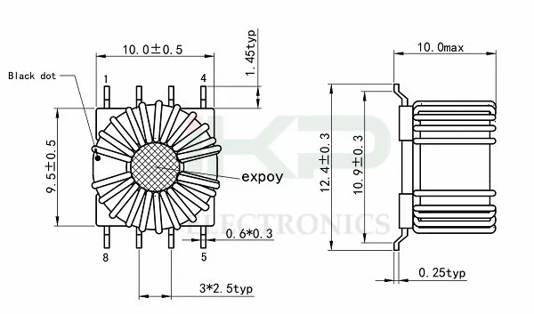 SMD-Typ EMC Common Mode Filter Induktor mit Nanocrystalline Kern und Nennstrom 0,9A Max