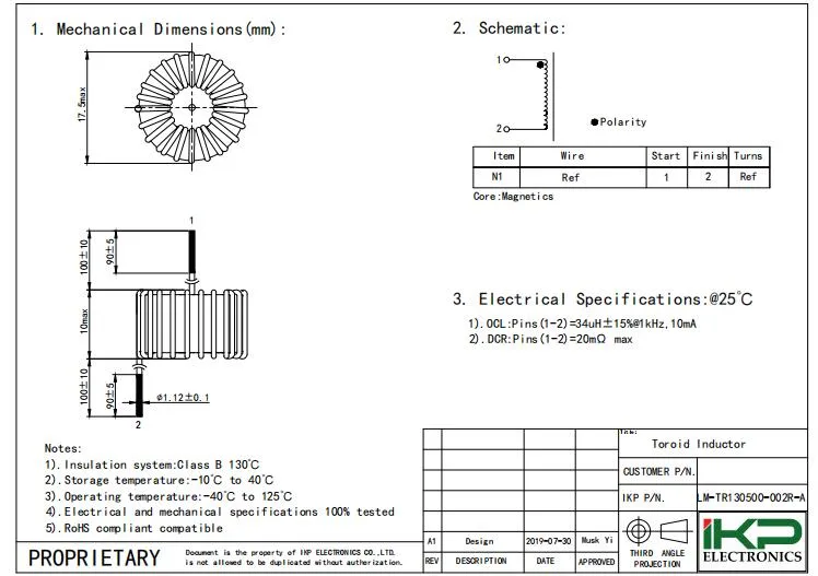 Toroidales Common Mode Choke Inductor zur Linienlärmunterdrückung