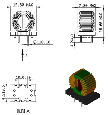 Normalmodus-Induktoren Hersteller kundenspezifischer Kupfer-Toroid mit Induktivität (bei 10kHz 0,05V): 6,8mh + 50%/-30%