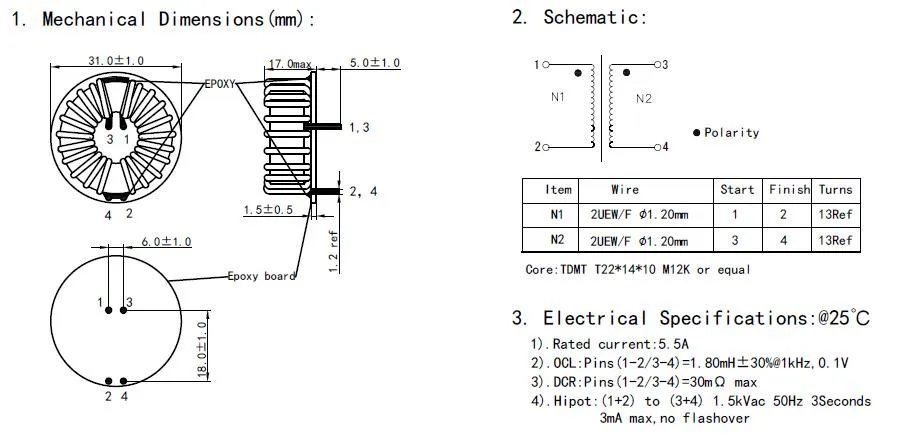 China Choke Coil Factory produziert eine Common Mode Choke Coil, UL/Ce/RoHS zertifiziert