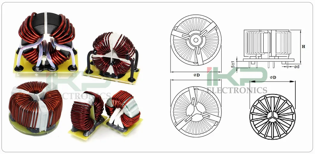Vertikale Common Mode Choke Coil mit toroidalem Mn-Zn Ferritkern in Solar- und Windenergie
