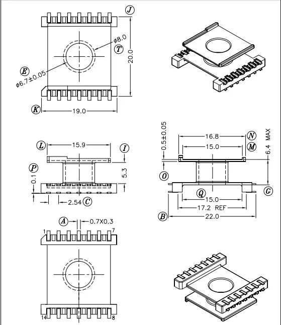 RoHS komplizierte SMD Er 14.5 Hochfrequenztransformator