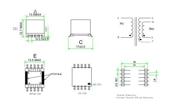 Ep-Serie SMD-Typ Hochfrequenz-Leistungstransformatoren mit Fabrikpreisen