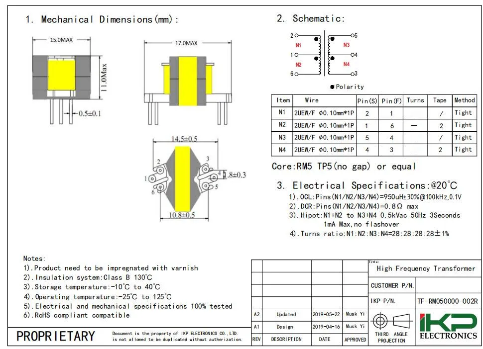 RM-Typ-Flyback-Transformator für LED-Treiber